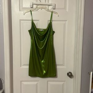 Shiny green mini dress